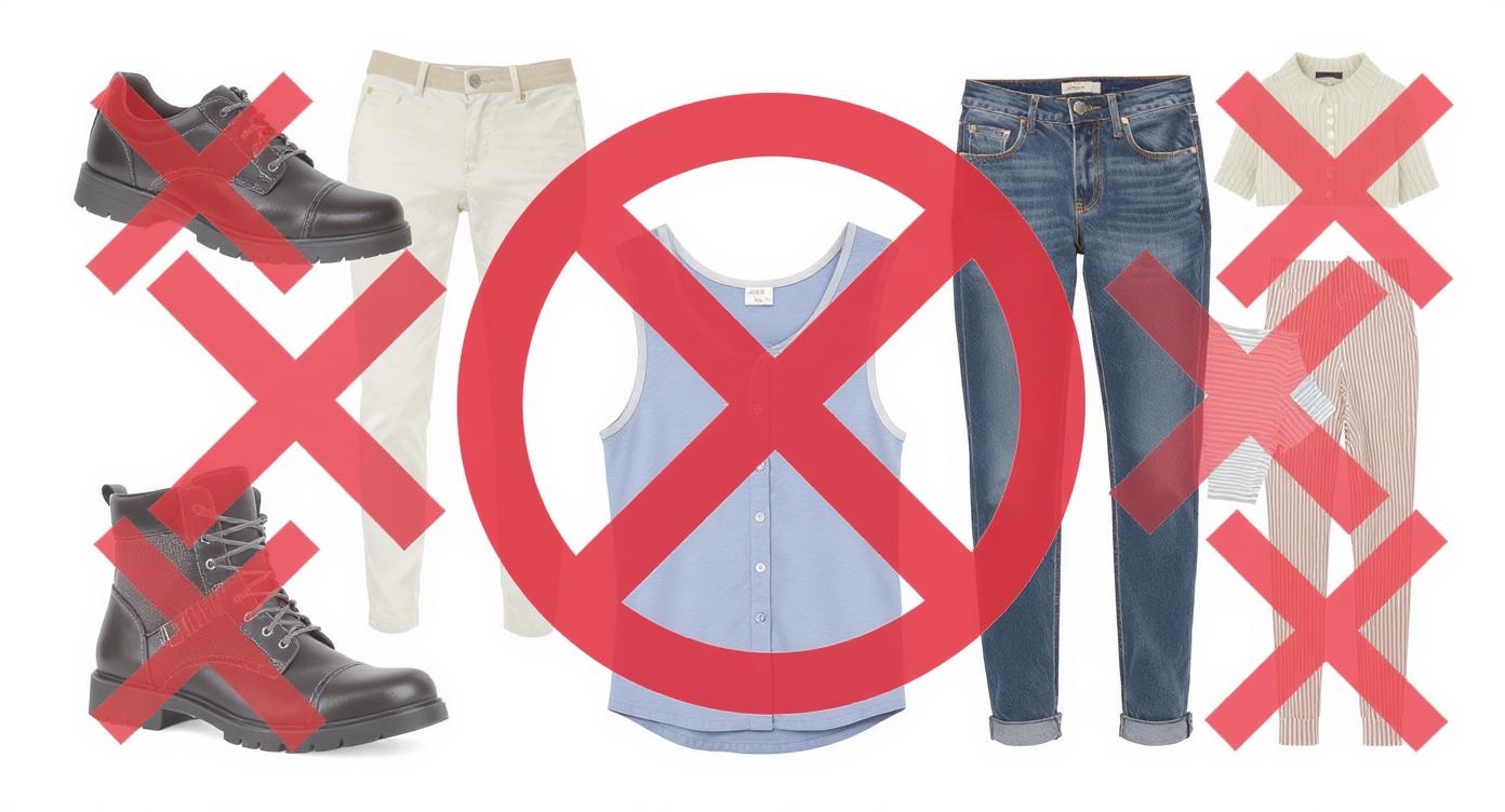 Red X marks over various clothing items representing style nos