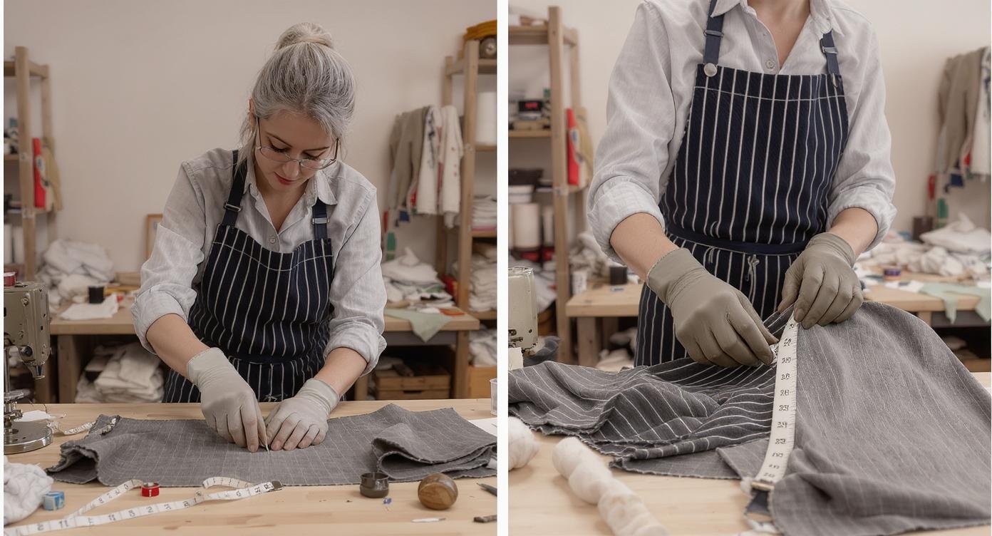 Tailor working on alterations showing before and after fit