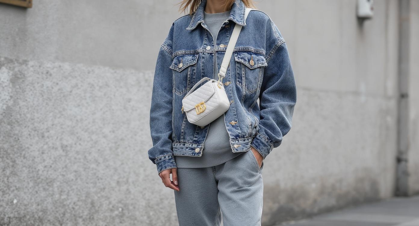 Athleisure denim jacket look