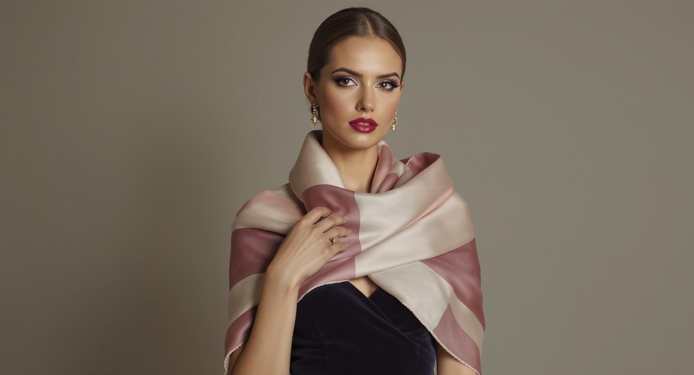 Scarf worn as elegant shoulder wrap