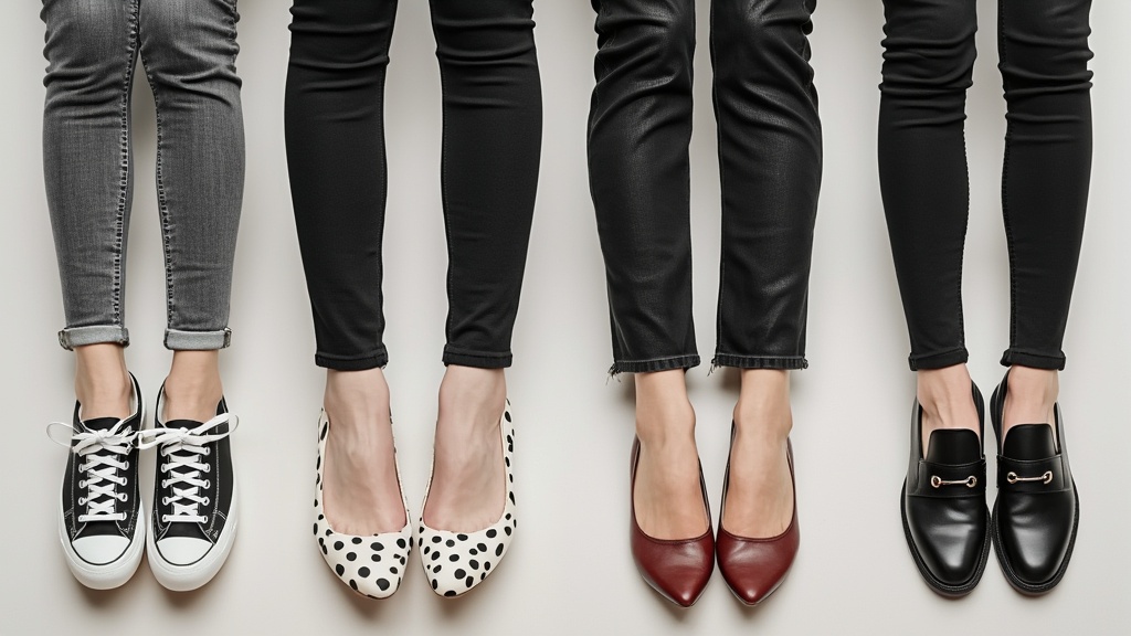 Black jeans with different shoe options