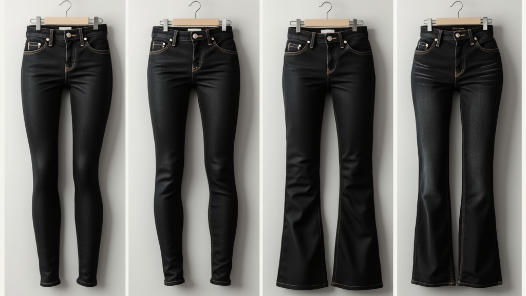 Different black jeans styles comparison