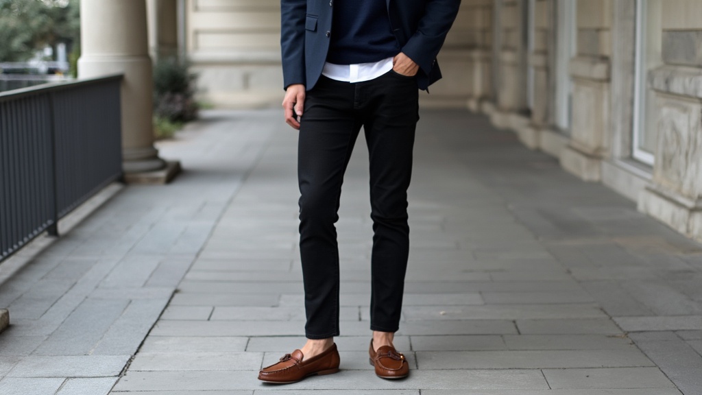 Preppy black jeans outfit