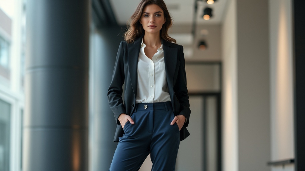 Office-appropriate cargo pants outfit with blazer