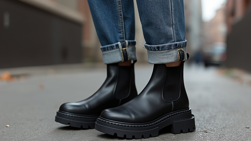 Chunky Chelsea boots with modern outfit
