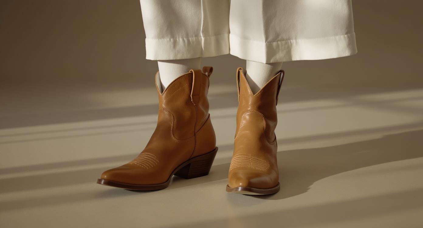 Monochromatic neutral outfit featuring cowboy boots