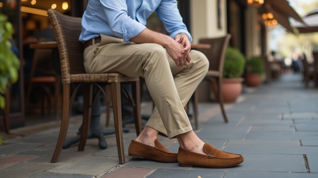 Men's loafers with chinos and button-down