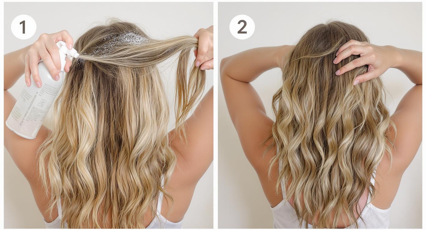 Beachy waves long hair tutorial