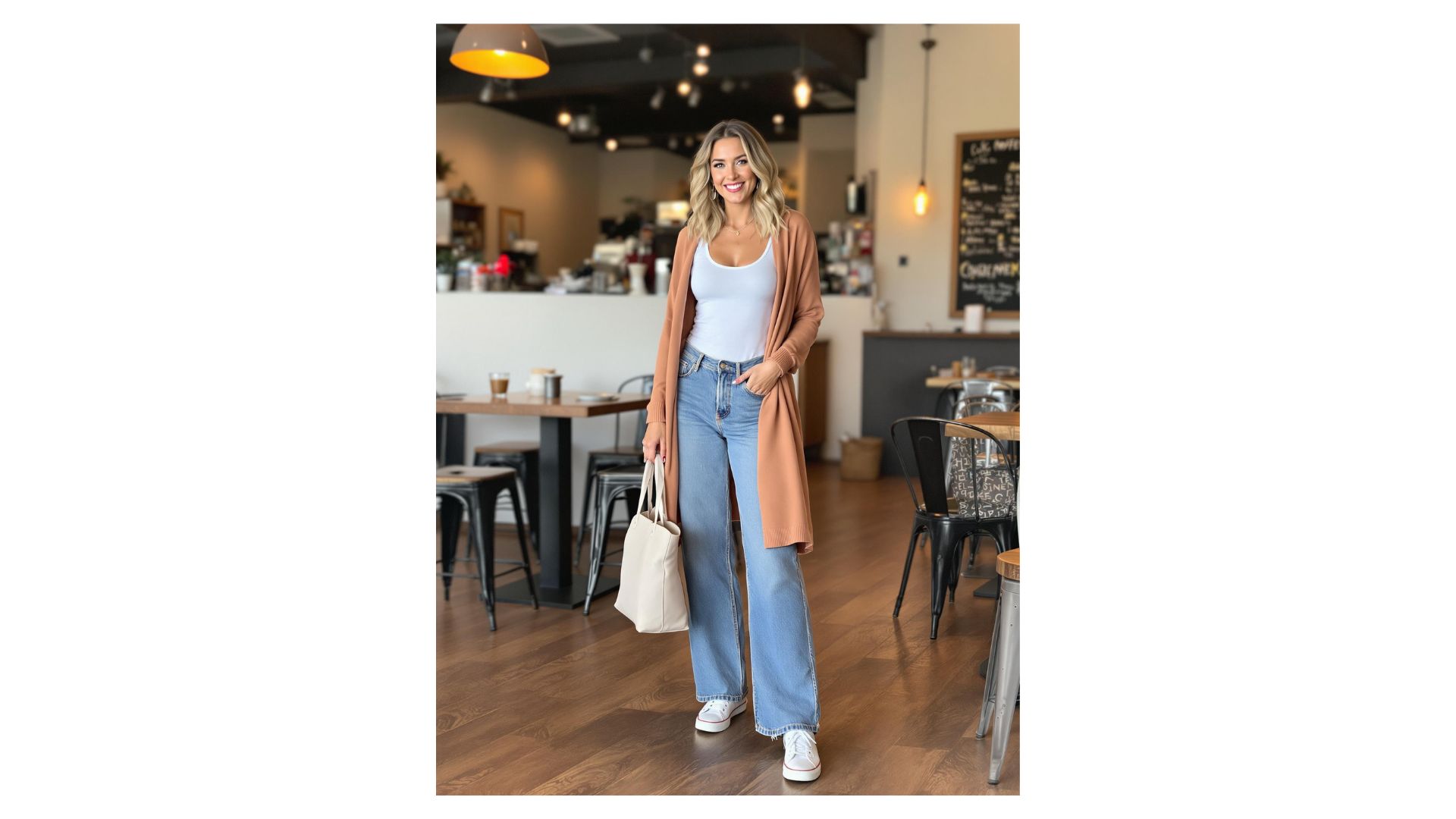 Casual weekend look with wide leg jeans
