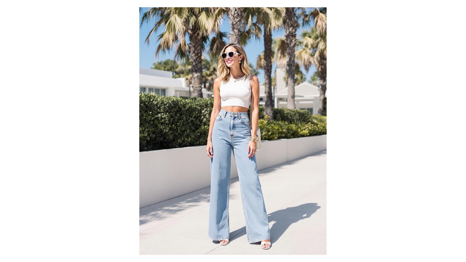 Crop top with wide leg jeans